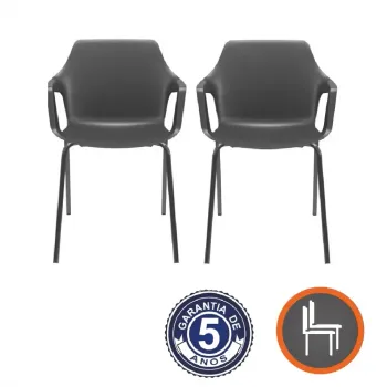 Kit com 2 Unidades Cadeira Empilhável  Vesper Estrutura Fixa 4 Pés em Aço com Pintura Cor Preta