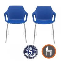 Kit com 2 Unidades Cadeira Empilhável Vesper Estrutura Fixa 4 Pés em Aço Cromado