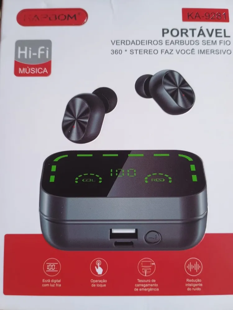 Fone de Ouvido Earbuds Sem Fio Bluetooth Kapbom KA9281 Imagem