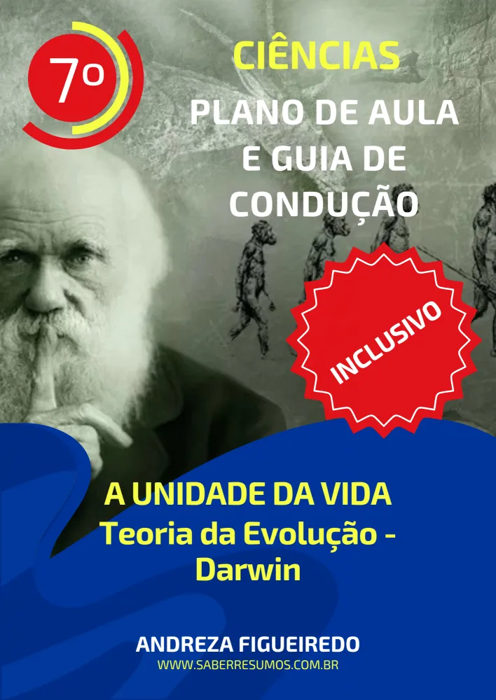 767 - Ciências - Aprendizado Inclusivo - Plano de Aula e Guia de Condução - A Unidade da Vida - Teoria da Evolução - Darwin - 7º ano - PDF com 11 páginas