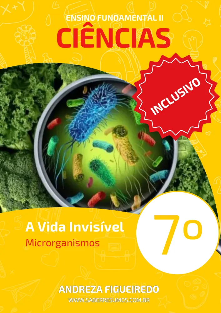 769 - Ciências -  Aprendizado Inclusivo - A Vida Invisível - Microrganismos - 7º ano - PDF com 28 páginas