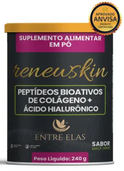 Colágeno Com Peptídeos Bioativos com Ácido Hialurônico e Biotina - RenewSkin - 240g - Entre Elas - Maça Verde