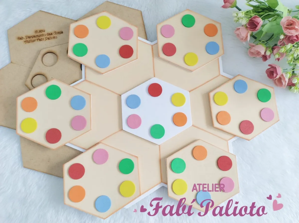 G1.834  Gabarito de Moldes em MDF Pareamento das Cores  Imagem