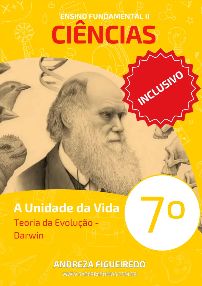 775 - Ciências -  Aprendizado Inclusivo - A Unidade da Vida - Teoria da Evolução - Darwin - 7º ano - PDF com 8 páginas Imagem
