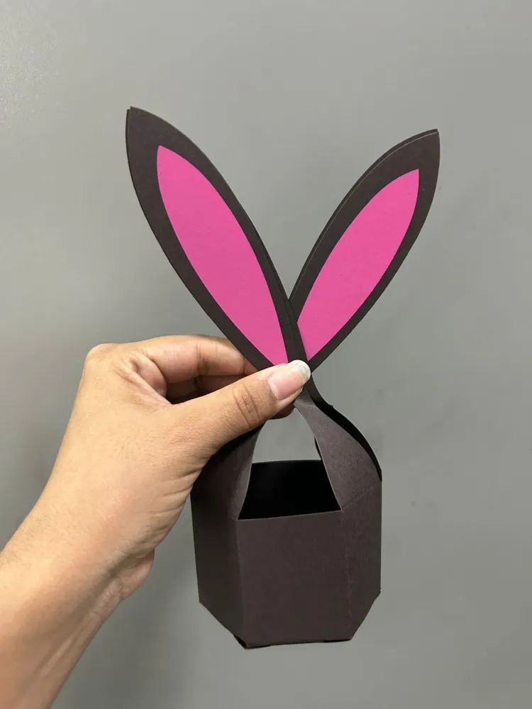 Cestinha Coelho Sextavada - Marrom C/ Orelha Sortida