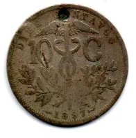 Bolívia - 1897 - 10 Centavos - C/ Tentativa de Furo