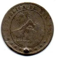 Bolívia - 1897 - 10 Centavos - C/ Tentativa de Furo - Foto 2