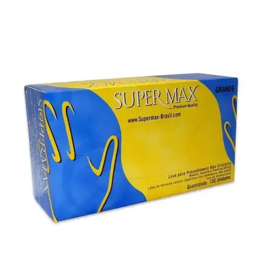 LUVA DE PROCEDIMENTO DE LATÉX COM PÓ - SUPERMAX - TAM. G - PROMOÇÃO Imagem