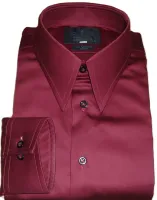 Camisa social vinho colarinho inglês clássico algodão fio 80 egípcio  