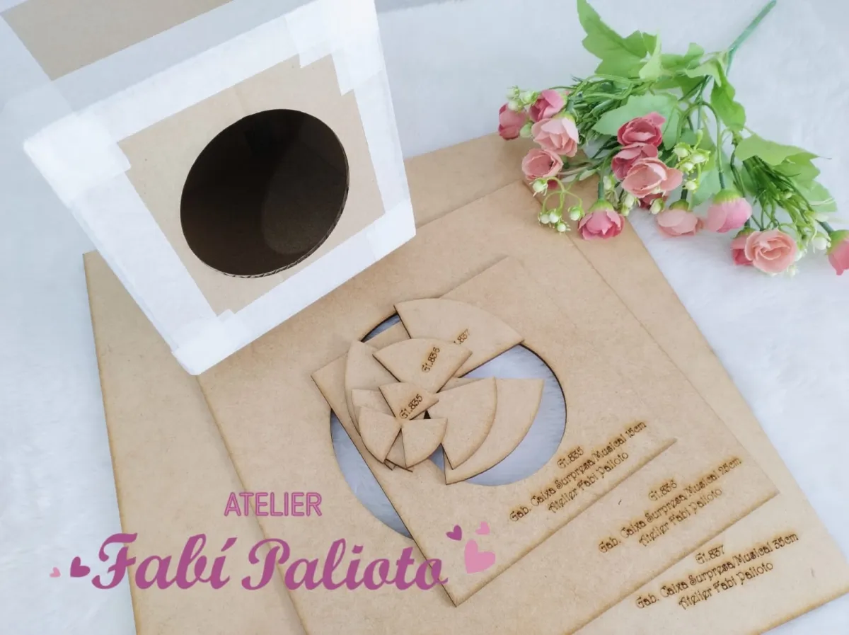 KIT37  Gabarito de Moldes em MDF Kit Caixa Surpresa/Musical Imagem