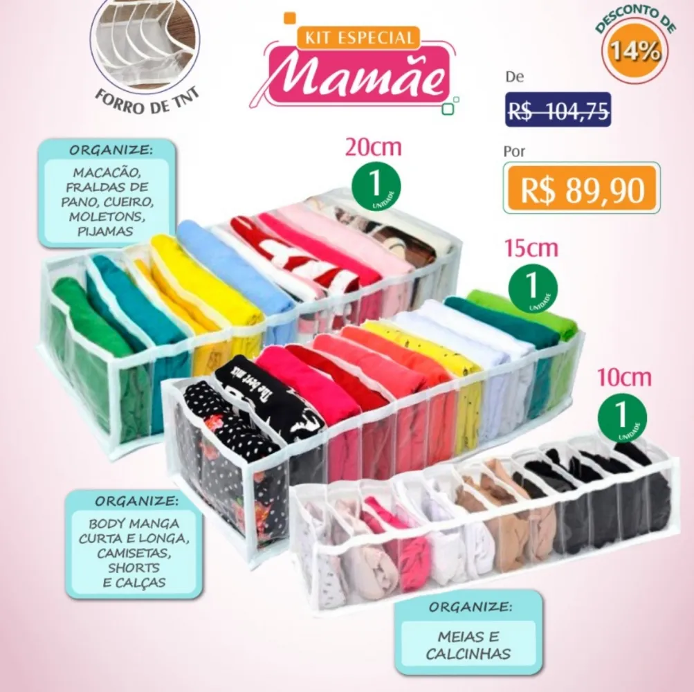 KIT ESPECIAL MAMÃE com Colmeias Organizadoras para a cômoda do bebê