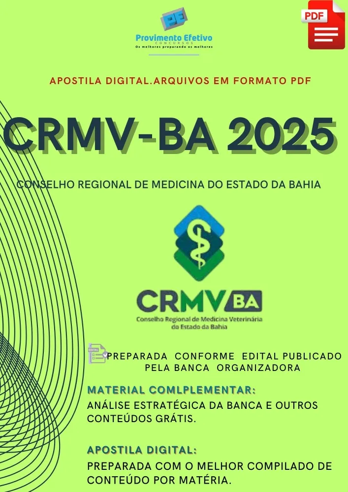 Apostila CRMV BA 2025 Assistente Administrativo Imagem