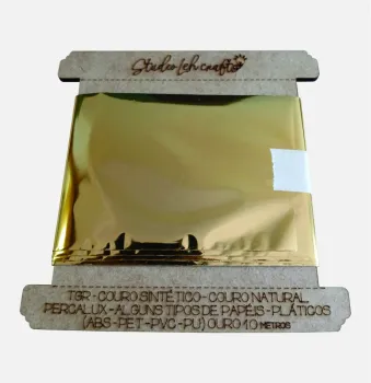 TGP - FOIL PARA HOT STAMPING - OURO - 6,5 cm  x 10m - Couro, Percalux,  Plástico ( (ABS, PET, PVC e PU) e alguns tipos de papéis
