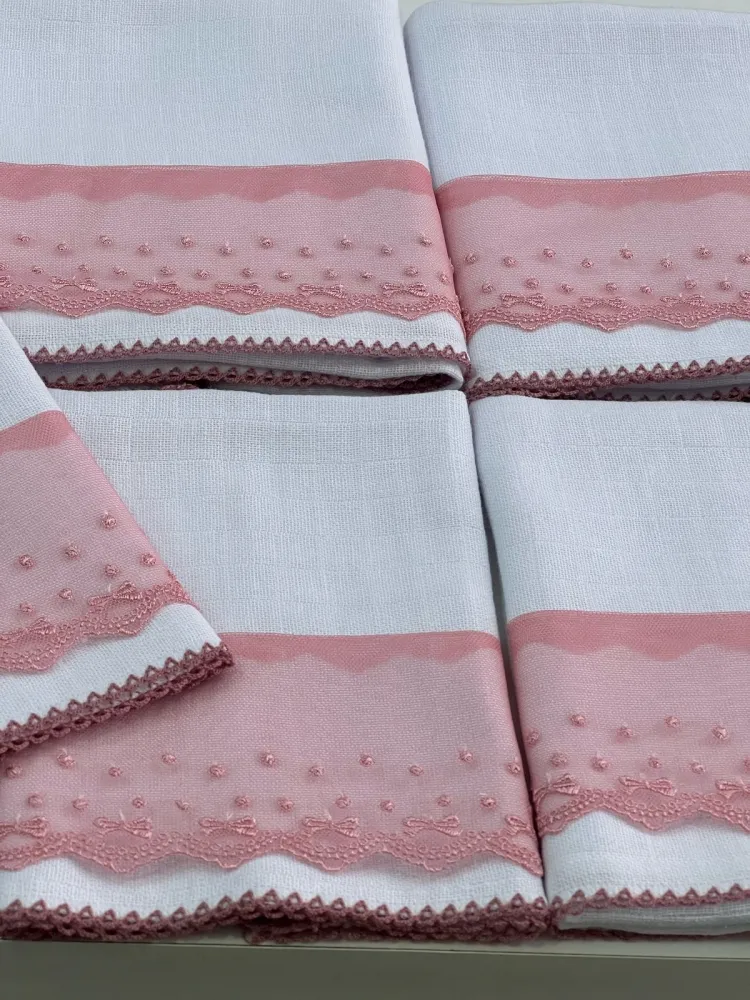  KIT  3 PÇS FRALDA QUADRIC.PREMIUM C/Picueta -rose lç Imagem