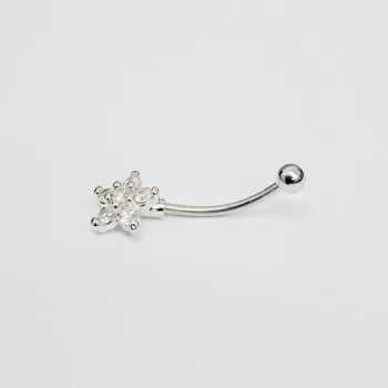 Genital Curvo Aço Banho de Diamante (Cristina) M467 - Flor BNH10