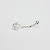 Genital Curvo Aço Banho de Diamante (Cristina) M467 - Flor BNH10