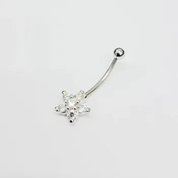 Genital Curvo Aço Banho de Diamante (Cristina) M467 - Flor BNH12 - Foto 2