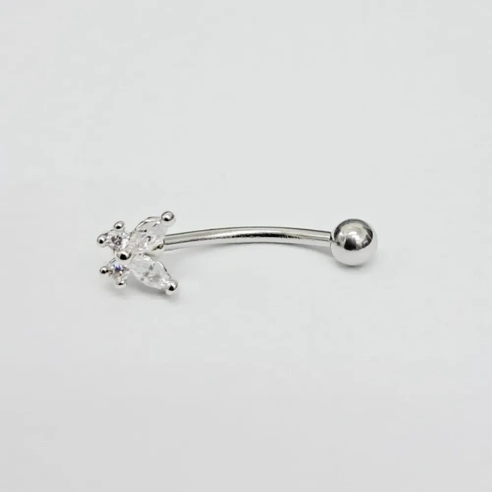Genital Curvo Aço Banho de Diamante (Cristina) M475 - Borboleta BNH10
