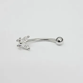 Genital Curvo Aço Banho de Diamante (Cristina) M475 - Borboleta BNH12