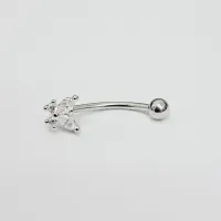 Genital Curvo Aço Banho de Diamante (Cristina) M475 - Borboleta BNH10