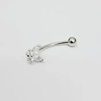 Genital Curvo Aço Banho de Diamante (Cristina) M475 - Borboleta BNH12 - Foto 2