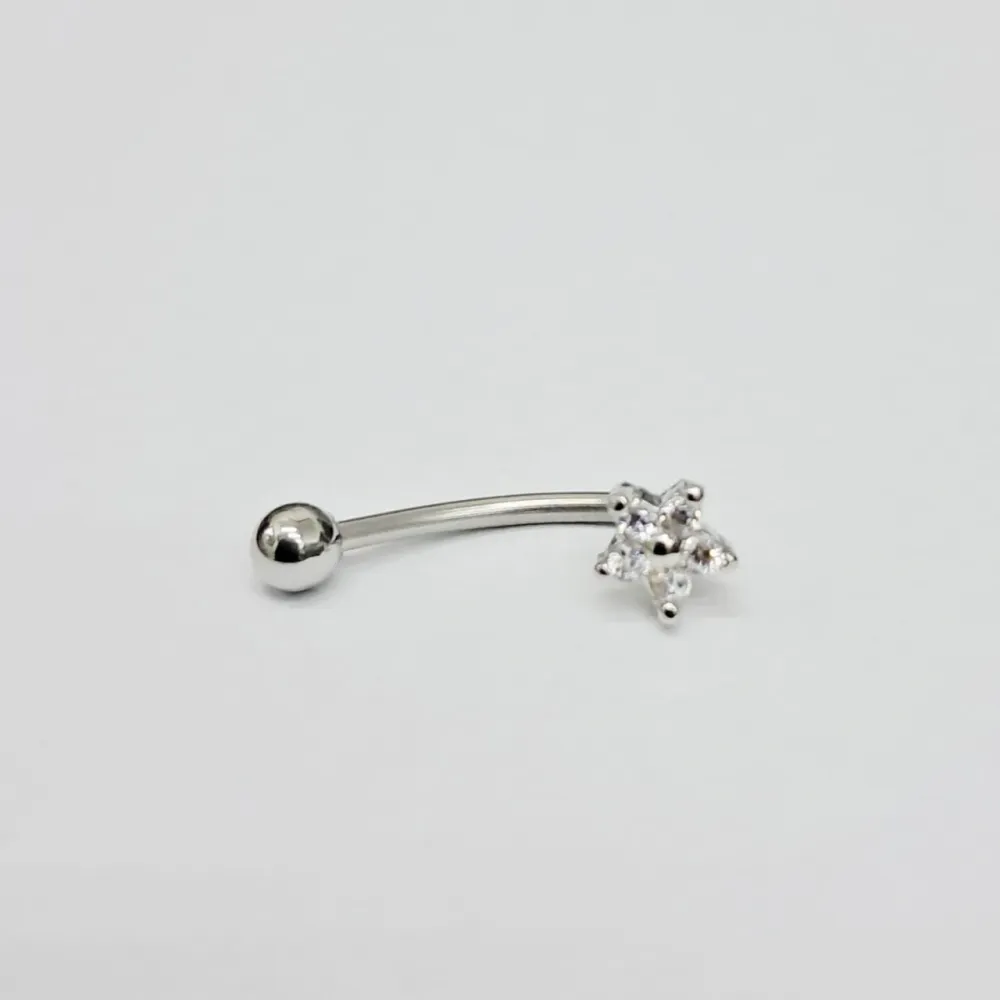 Genital Curvo Aço Banho de Diamante (Cristina) M452 - Flor BNH12