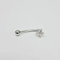 Genital Curvo Aço Banho de Diamante (Cristina) M452 - Flor BNH10