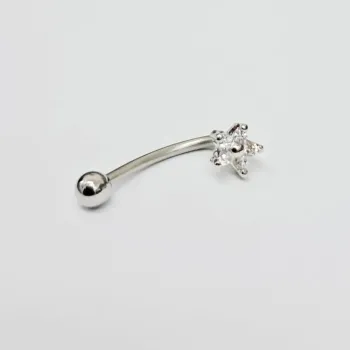 Genital Curvo Aço Banho de Diamante (Cristina) M452 - Flor BNH10 - Foto 2