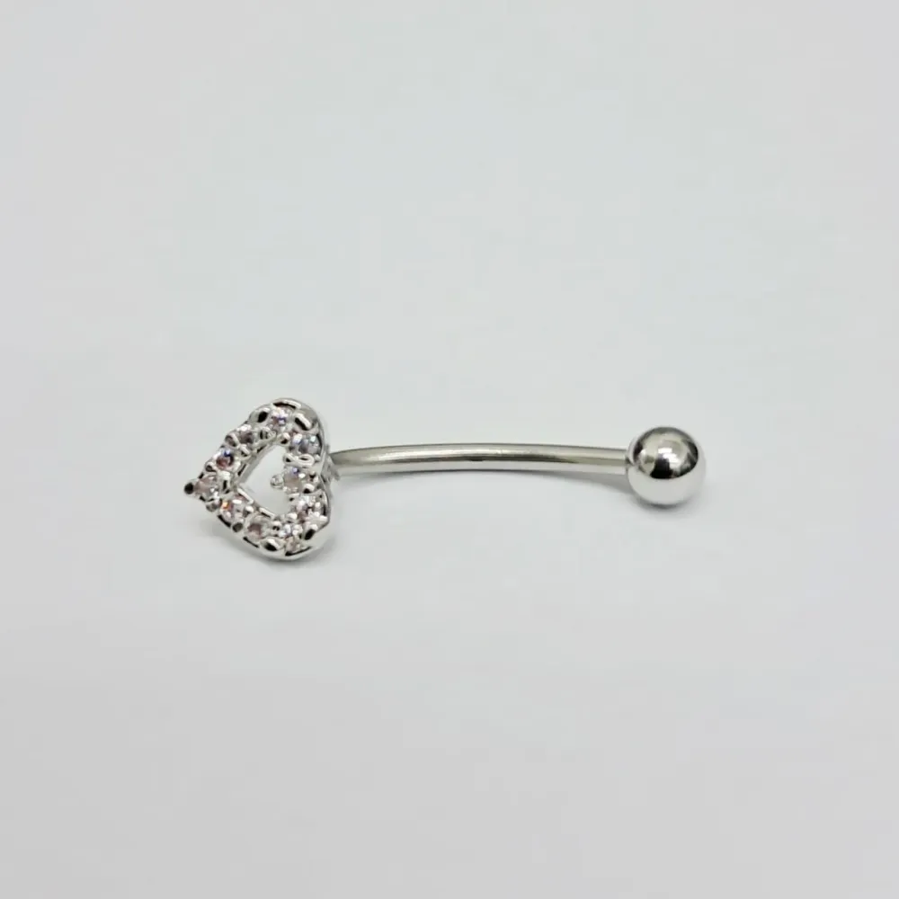 Genital Curvo Aço Banho de Diamante (Cristina) M465 - Coração BNH12 Imagem