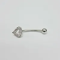 Genital Curvo Aço Banho de Diamante (Cristina) M465 - Coração BNH12