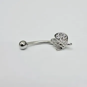Genital Curvo Aço Banho de Diamante (Cristina) M476 - Borboleta BNH10