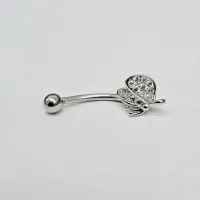 Genital Curvo Aço Banho de Diamante (Cristina) M476 - Borboleta BNH10