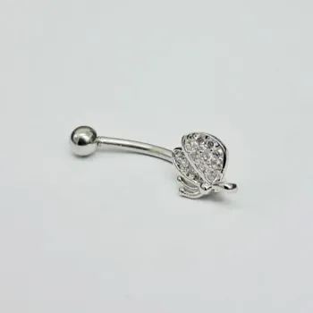 Genital Curvo Aço Banho de Diamante (Cristina) M476 - Borboleta BNH10 - Foto 2