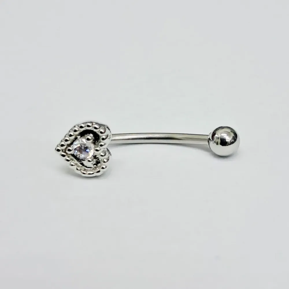 Genital Curvo Aço Banho de Diamante (Cristina) M466 - Coração BNH10