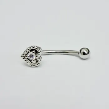 Genital Curvo Aço Banho de Diamante (Cristina) M466 - Coração BNH10