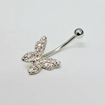 Genital Curvo Aço Banho de Diamante (Cristina) M469 - Borboleta  BNH12 - Foto 2