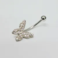 Genital Curvo Aço Banho de Diamante (Cristina) M469 - Borboleta  BNH10 - Foto 2