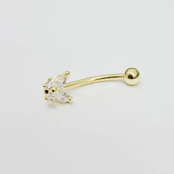 Genital Curvo Aço Banho de Ouro (Cristina) M475 - Borboleta  BNH12