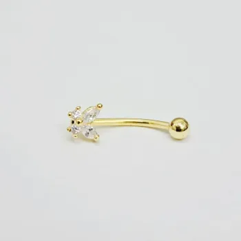 Genital Curvo Aço Banho de Ouro (Cristina) M475 - Borboleta  BNH12 - Foto 2