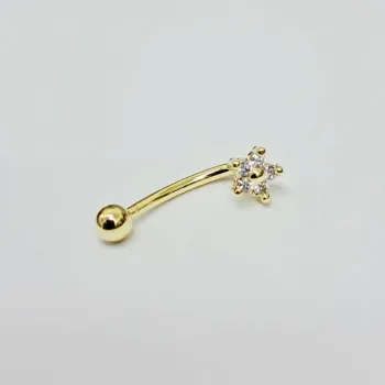 Genital Curvo Aço Banho de Ouro (Cristina) M452 - Flor BNH12