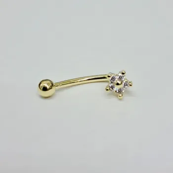 Genital Curvo Aço Banho de Ouro (Cristina) M452 - Flor BNH10 - Foto 2