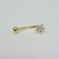 Genital Curvo Aço Banho de Ouro (Cristina) M452 - Flor BNH12 - Foto 2