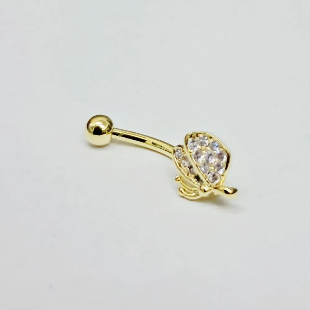 Genital Curvo Aço Banho de Ouro (Cristina) M476 - Borboleta BNH12