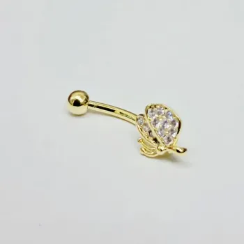 Genital Curvo Aço Banho de Ouro (Cristina) M476 - Borboleta BNH12