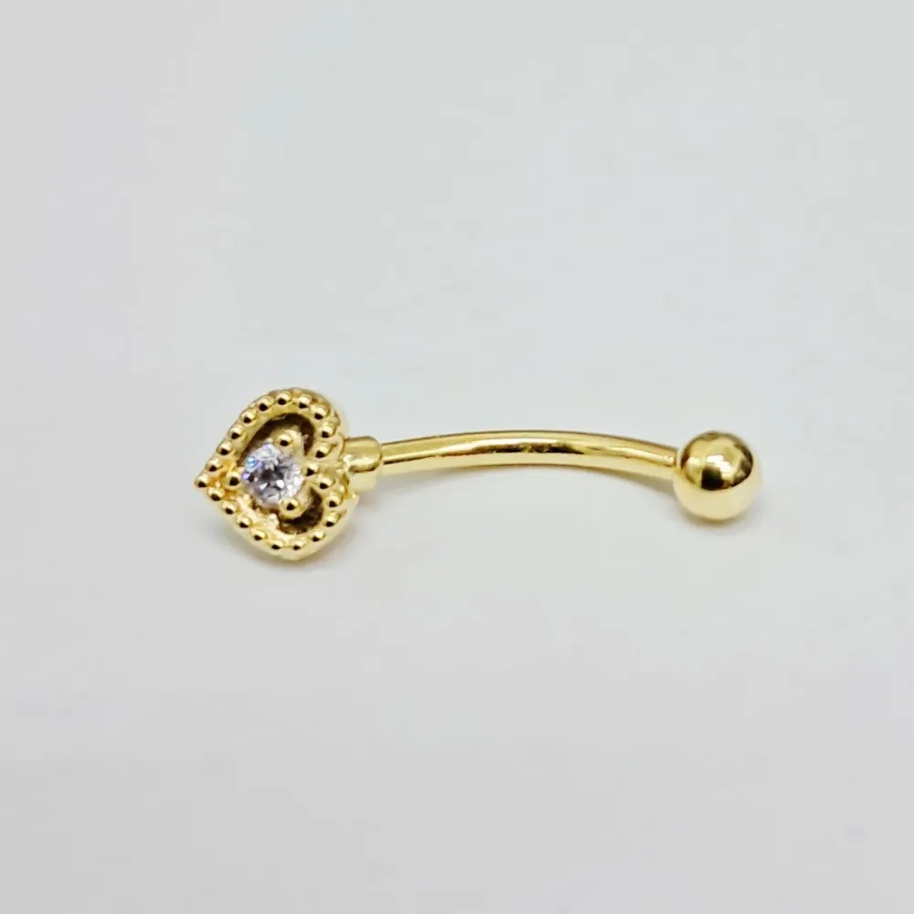 Genital Curvo Aço Banho de Ouro (Cristina) M466 - Coração  BNH12