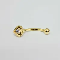 Genital Curvo Aço Banho de Ouro (Cristina) M466 - Coração  BNH10