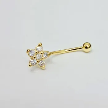 Genital Curvo Aço Banho de Ouro (Cristina) M467 - Flor BNH10