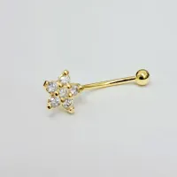 Genital Curvo Aço Banho de Ouro (Cristina) M467 - Flor BNH10
