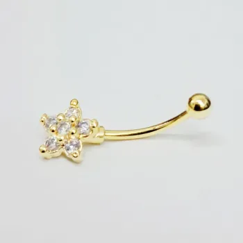 Genital Curvo Aço Banho de Ouro (Cristina) M467 - Flor BNH12 - Foto 2