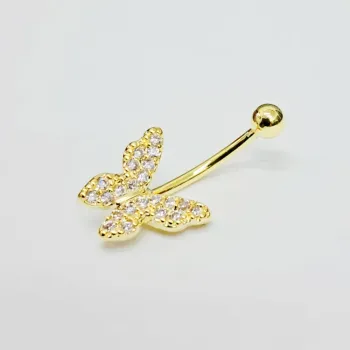 Genital Curvo Aço Banho de Ouro (Cristina) M469 - Borboleta BNH12